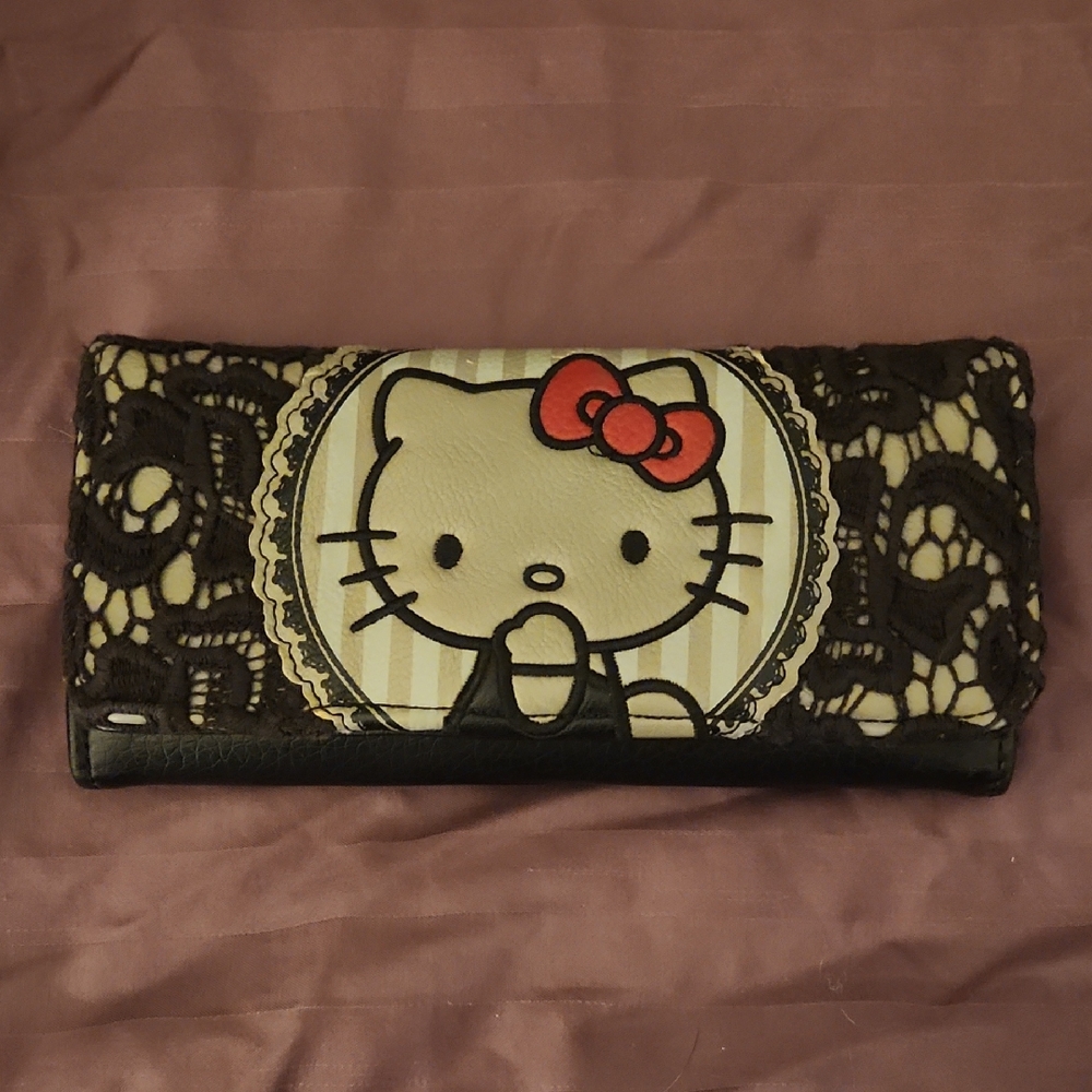 Loungefly Black and Gray Hello Kitty Wallet